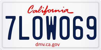 CA license plate 7LOW069