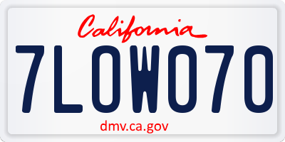 CA license plate 7LOW070