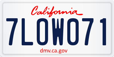 CA license plate 7LOW071