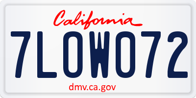 CA license plate 7LOW072