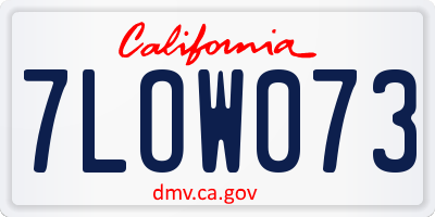 CA license plate 7LOW073
