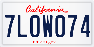 CA license plate 7LOW074