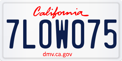 CA license plate 7LOW075