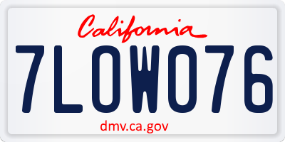 CA license plate 7LOW076