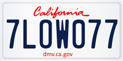 CA license plate 7LOW077