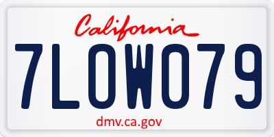 CA license plate 7LOW079