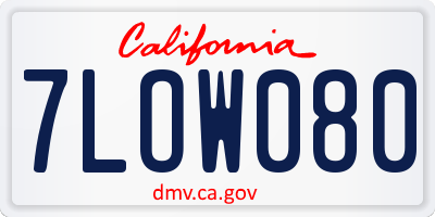 CA license plate 7LOW080