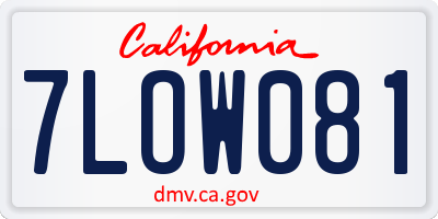 CA license plate 7LOW081