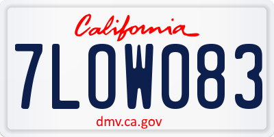 CA license plate 7LOW083