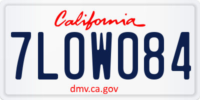 CA license plate 7LOW084