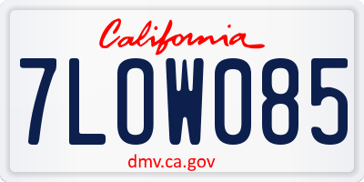 CA license plate 7LOW085