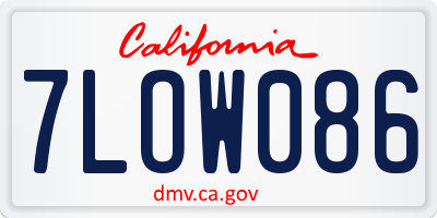 CA license plate 7LOW086