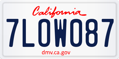 CA license plate 7LOW087