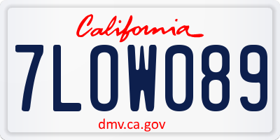CA license plate 7LOW089