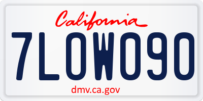 CA license plate 7LOW090