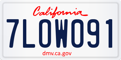 CA license plate 7LOW091