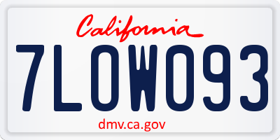CA license plate 7LOW093