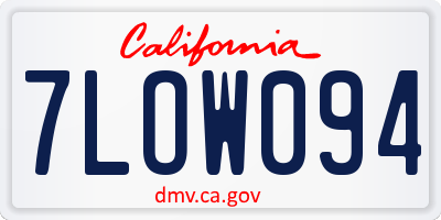 CA license plate 7LOW094