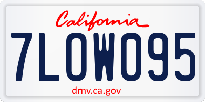 CA license plate 7LOW095