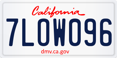 CA license plate 7LOW096