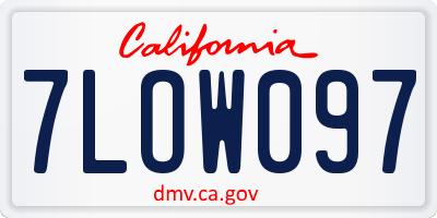 CA license plate 7LOW097