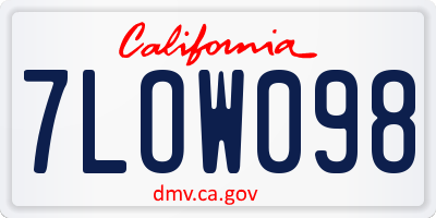 CA license plate 7LOW098
