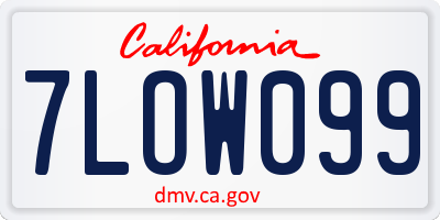 CA license plate 7LOW099