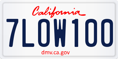CA license plate 7LOW100