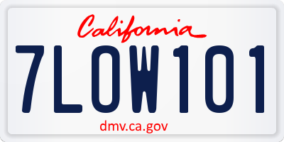 CA license plate 7LOW101
