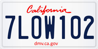CA license plate 7LOW102