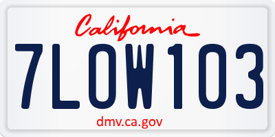 CA license plate 7LOW103