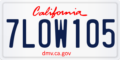 CA license plate 7LOW105