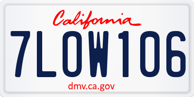 CA license plate 7LOW106