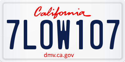 CA license plate 7LOW107