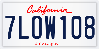 CA license plate 7LOW108