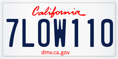 CA license plate 7LOW110