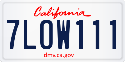 CA license plate 7LOW111