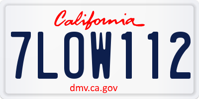 CA license plate 7LOW112