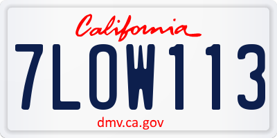 CA license plate 7LOW113