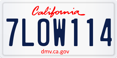 CA license plate 7LOW114