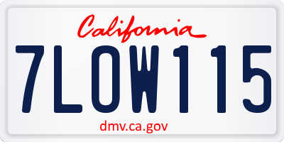 CA license plate 7LOW115