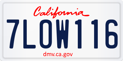 CA license plate 7LOW116