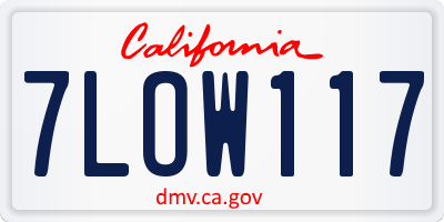 CA license plate 7LOW117