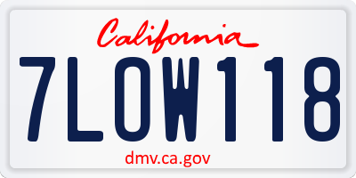 CA license plate 7LOW118