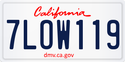 CA license plate 7LOW119