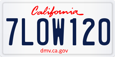 CA license plate 7LOW120
