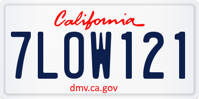 CA license plate 7LOW121