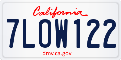 CA license plate 7LOW122