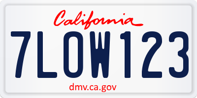 CA license plate 7LOW123