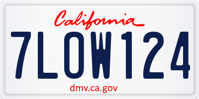 CA license plate 7LOW124